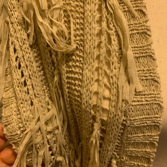 Love Stitch Vest Knit Long Fringe Lagenlook - Picture 4 of 7